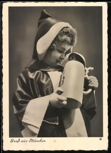 AK Münchner Kindl mit Bierkrug