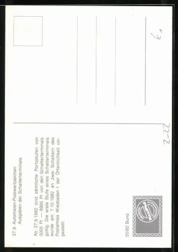 AK 3. Treffen Arbeiterkreis Automatenpostwertzeichen 1982, Personen an einem Schalter