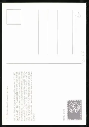 AK 2. Treffen Arbeiterkreis Automatenpostwertzeichen 1982, Mann klebt eine Briefmarke auf