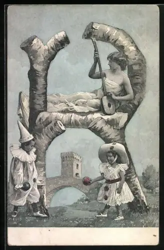 AK Harlekin steht am Buchstaben R