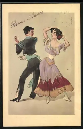 Künstler-AK Flamenco-Tänzer, Volkstanz