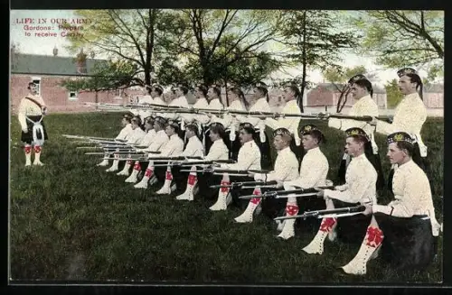 AK Gordons: Prepare to receive Cavalry, Soldaten in Kilts mit Gewehren