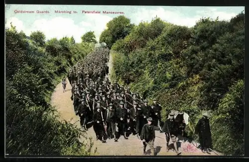 AK Coldstream Guards marching to Petersfield manoeuvres