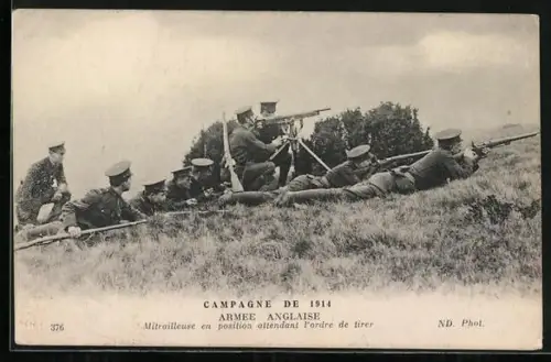 AK Armee Anglaise, Mitrailleuse en position attendant l`ordre de tirer