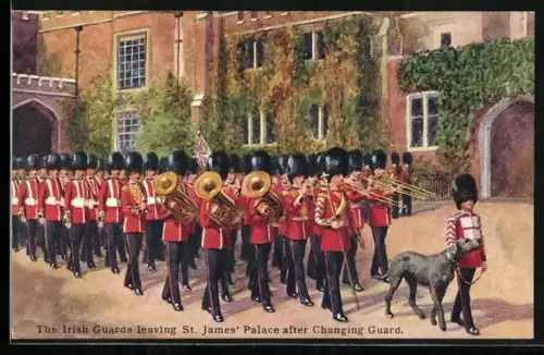 Künstler-AK The Irish Guards leaving St. James'Palace after Changing Guard
