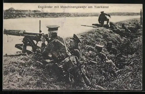 AK Yserkanal, Engländer mit Maschinengewehr am Kanalufer