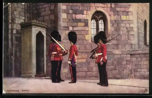 Künstler-AK Changing Guard, Wachablösung britischer Soldaten
