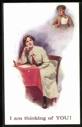 AK Britischer Soldat liest Brief von Frau