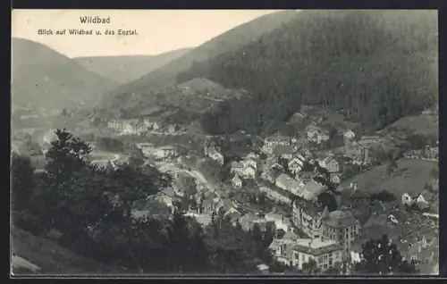 AK Wildbad / Schwarzwald, Blick auf Wildbad und das Enztal