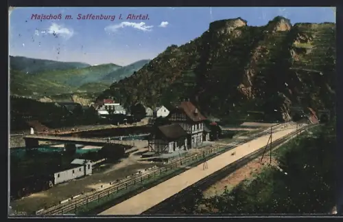 AK Mayschoss /Ahrtal, Saffenburg, Bahnhof, Brücke