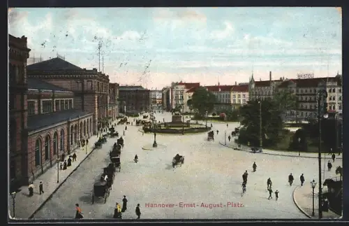 AK Hannover, Ernst-August-Platz mit Bahnhof