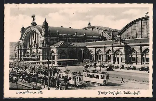 AK Frankfurt a. M., Hauptbahnhof, Strassenbahn