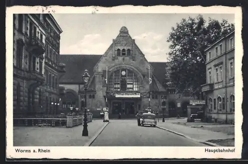 AK Worms a. Rhein, Hauptbahnhof