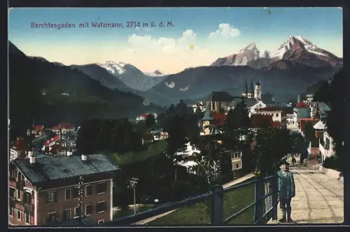 AK Berchtesgaden, Teilansicht mit Watzmann