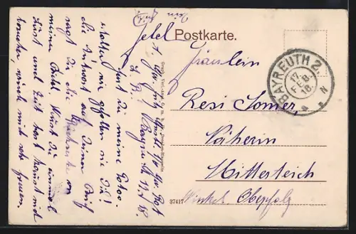 AK Bayreuth, Altes Schloss mit Denkmal