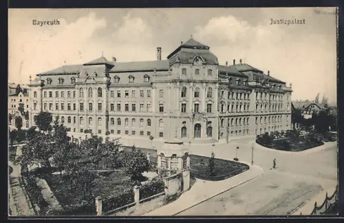 AK Bayreuth, Justizpalast mit Strassenpartie