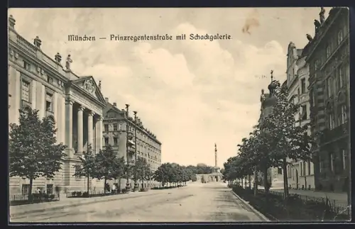 AK München, Prinzregentenstrasse mit Schackgalerie