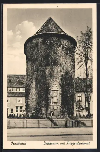 AK Osnabrück, Bocksturm mit Kriegerdenkmal