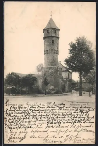AK Frankfurt a. M., Galluswarte mit Strasse
