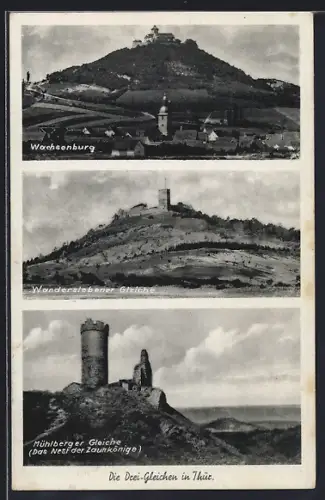 AK Drei Gleichen /Th., Wachsenburg, Wanderslebener u. Mühlberger Gleiche