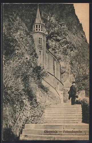 AK Oberstein, Felsenkapelle mit Treppe