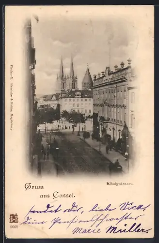 AK Kassel, Königstrasse mit Passanten
