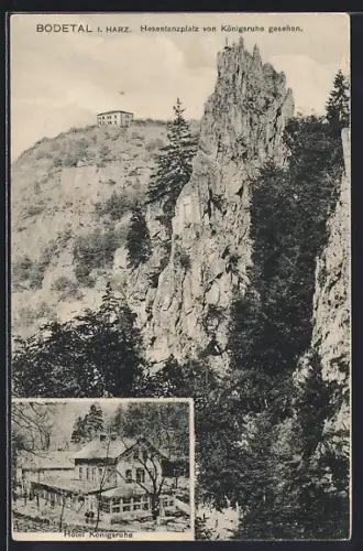 AK Thale, Hexentanzplatz von Königsruhe gesehen, Hotel Königsruhe