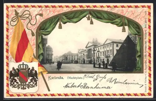 Passepartout-Lithographie Karlsruhe, Marktplatz