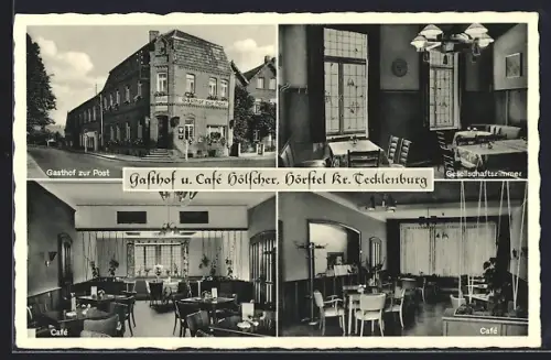 AK Hörstel /Tecklenburg, Gasthof zur Post, Gasthof und Café Hölscher, Gesellschaftszimmer, Café