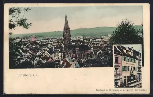 AK Freiburg i. B., Münster, Gasthaus z. Hirschen, Inh. A. Meyer, Bertholdstr