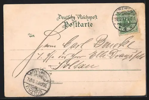 Lithographie Bremen, Restaurant Ratskeller, Rathaus, Innenansicht