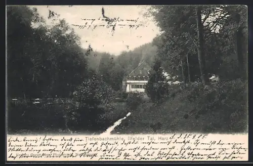 AK Ilfeld /Harz, Tiefenbachmühle im Ilfelder Tal