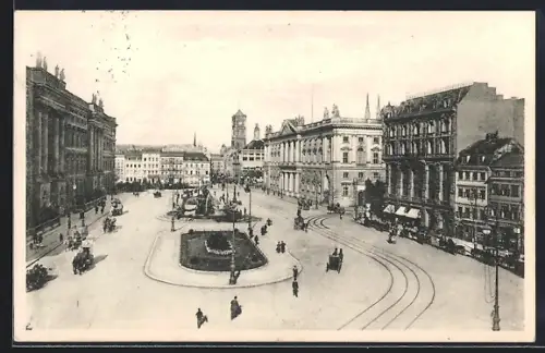 AK Berlin, Schlossplatz und Begasbrunnen, rotes Rathaus
