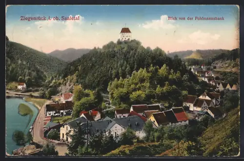 AK Ziegenrück / Saaletal, Blick von der Pohlmannsbank auf die Stadt