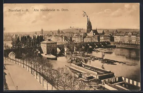 AK Frankfurt a. M., Alte Mainbrücke mit Dom