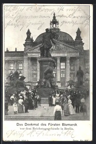 AK Berlin-Tiergarten, Denkmal des Fürsten Bismarck, Reichstagsgebäude