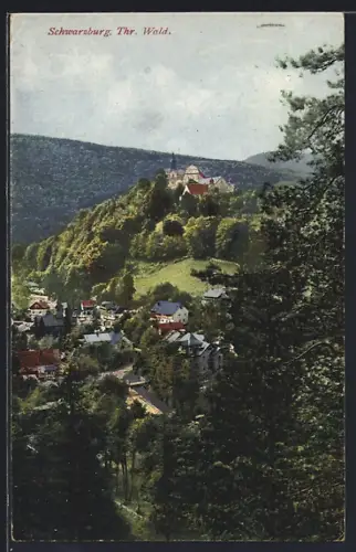 AK Schwarzburg /Thür. Wald., Schloss und Ortsansicht