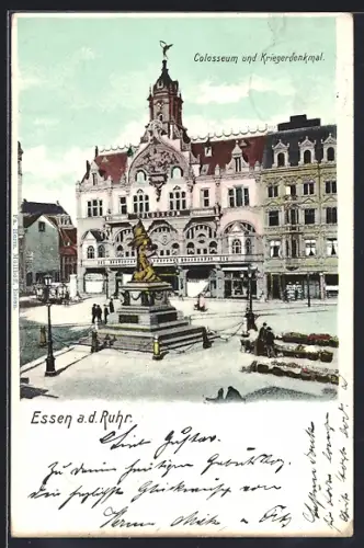 AK Essen a. d. Ruhr, Colosseum, Kriegerdenkmal