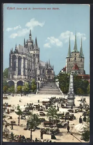 AK Erfurt, Dom, St. Severikirche, Markt