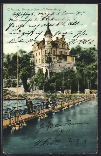 AK Grimma, Tonnenbrücke, Gattersburg