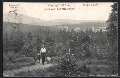 AK Oberhof /Th., Ortsansicht vom Schlossbergkopf, mit Schneekopf