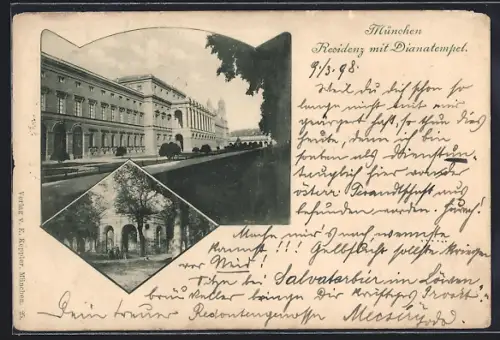 AK München, Residenz mit Dianatempel