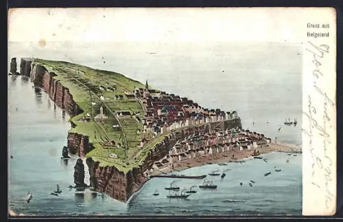 AK Helgoland, Panorama, Fliegeraufnahme