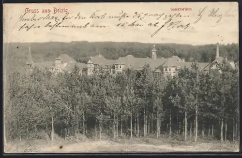 AK Belzig, Sanatorium aus der Vogelschau