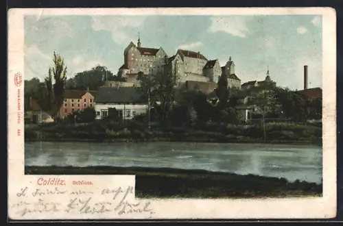 AK Colditz, Teilansicht mit Schloss