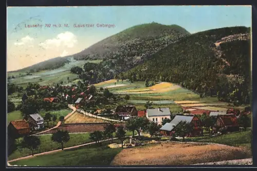 AK Lausche /Lausitzer Gebirge, Panorama mit Strassenpartien