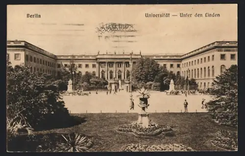 AK Berlin, Universität Unter den Linden, Hauptgebäude und Vorplatz
