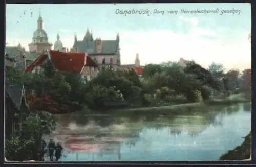 AK Osnabrück, Dom vom Herrenteichswall gesehen