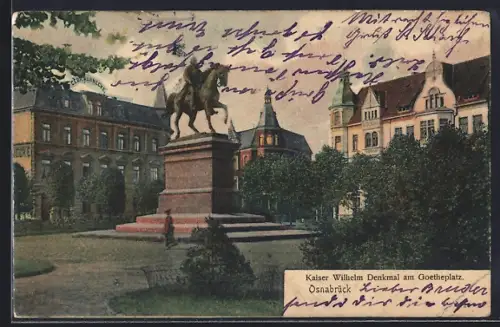 AK Osnabrück, Kaiser Wilhelm Denkmal am Goetheplatz