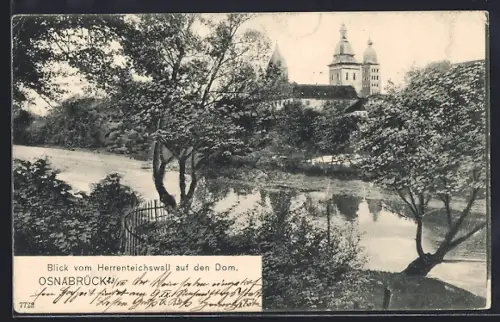 AK Osnabrück, Blick vom Herrenteichswall auf den Dom